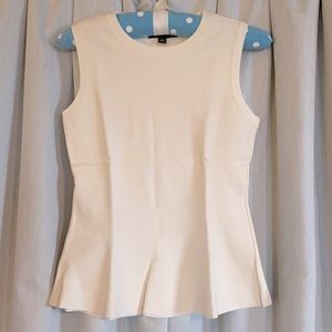 Ann Taylor NWT Size S Eggshell Crew Neck Peplum Pullover